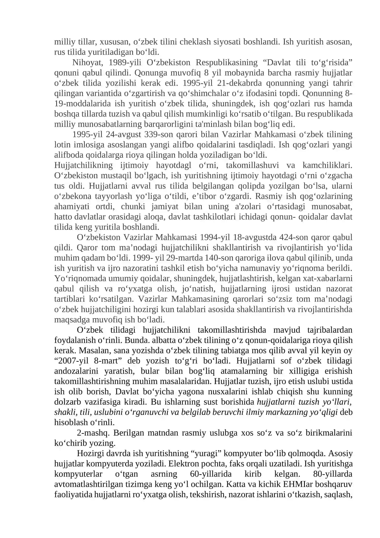 Hujjatchilik Tarixi. Sharq Hujjatchiligi. Hujjat Turlari va Xususiyatları 3