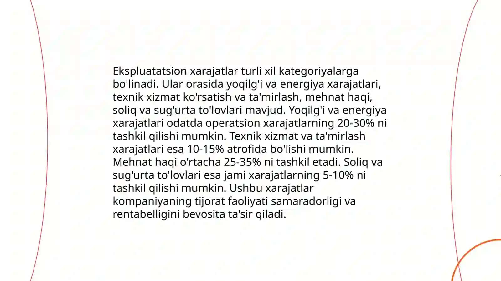 Obyektning joriy narxlardagi dastlabki baxosini aniqlashda mashina mexanizmlarni ekspluatatsiyasi uchun sarflanadigan xarajatlarini aniqlash 3