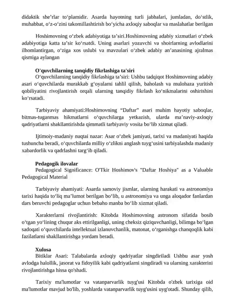 O'Tkir Hoshimovning Daftar Hoshiyasidagi Bitiklar Asarining Tarbiyaviy Axamyati 3