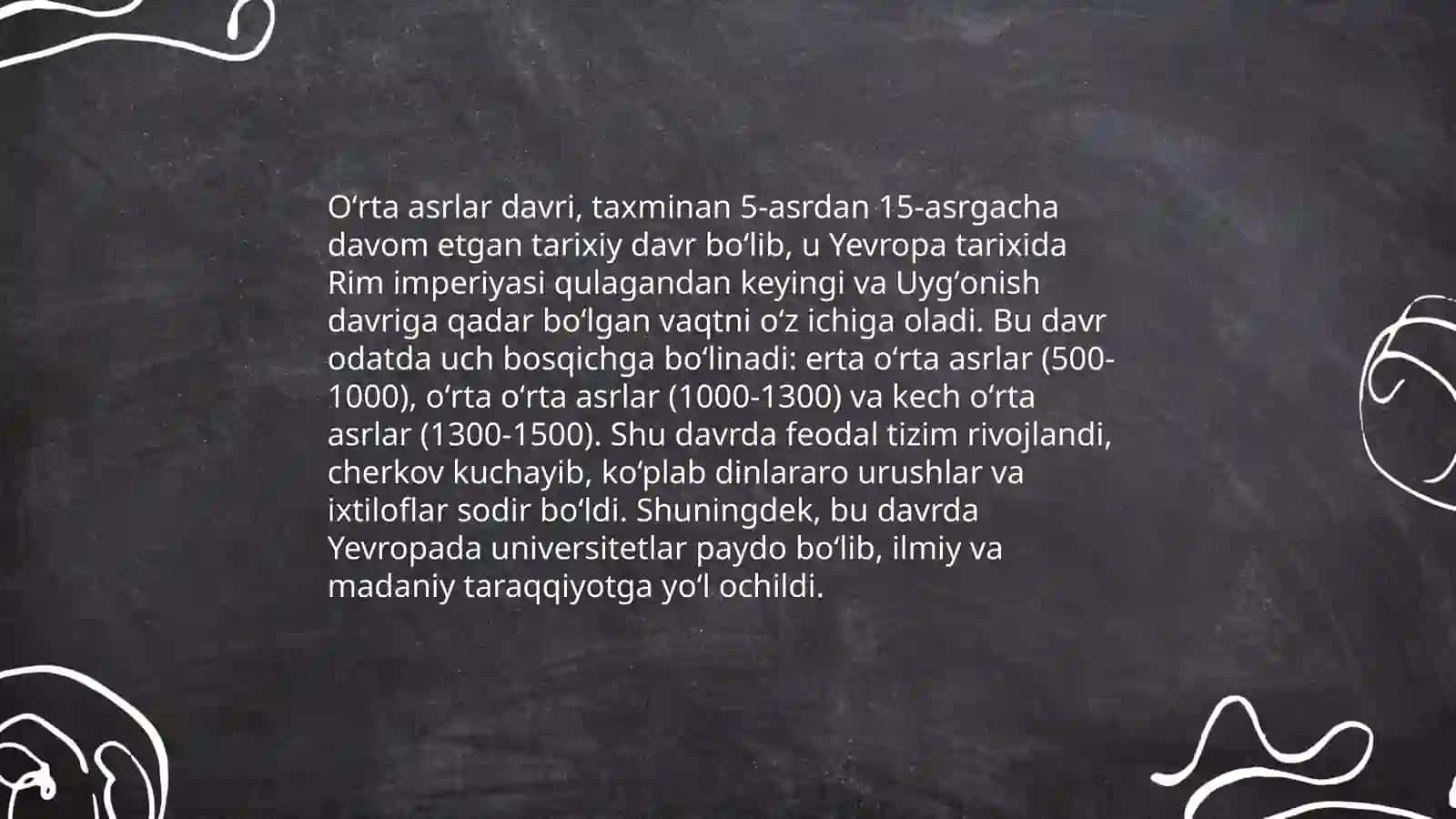 O‘rta asirlar tarixini davirlashtirish mavzusida 10 list slayt 3