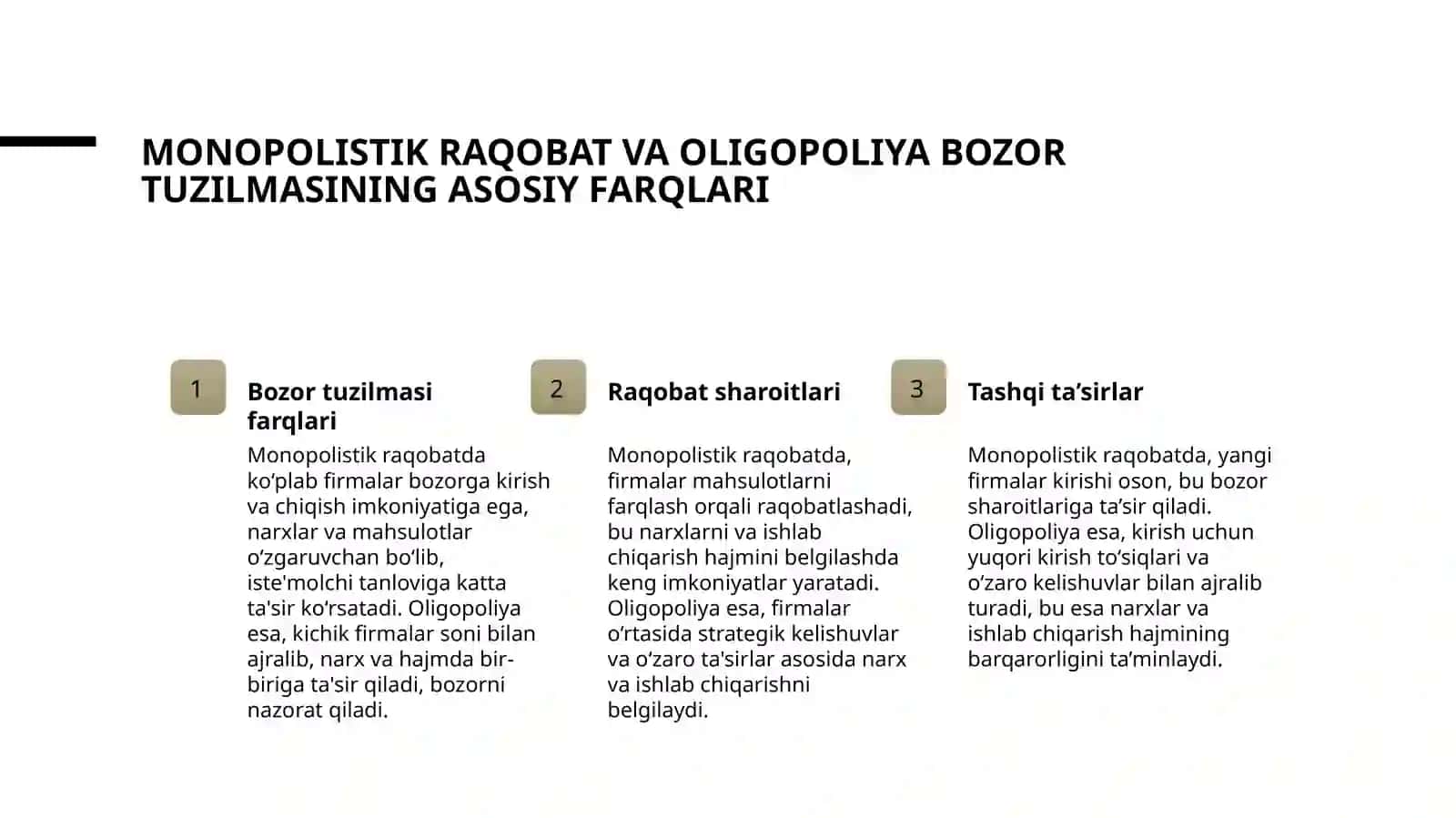 Monopolistik raqobat va oligapoliya sharoitida ishlab chiqarish hajmi va narxning shakllanishi 3