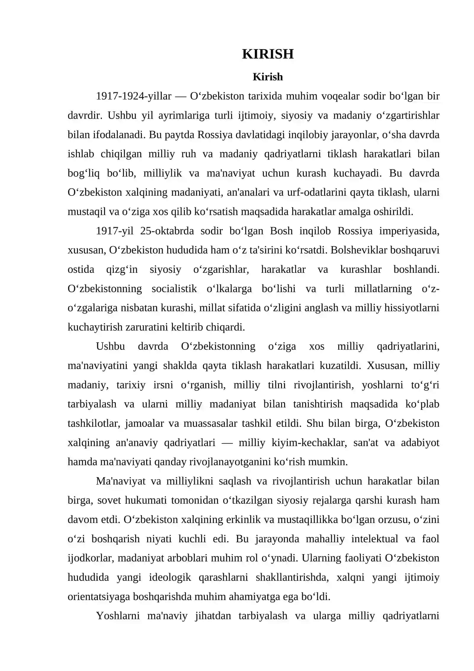 MA'NAVIYAT VA MILLIYLIK UCHUN KURASH (1917-1924 YY) 3