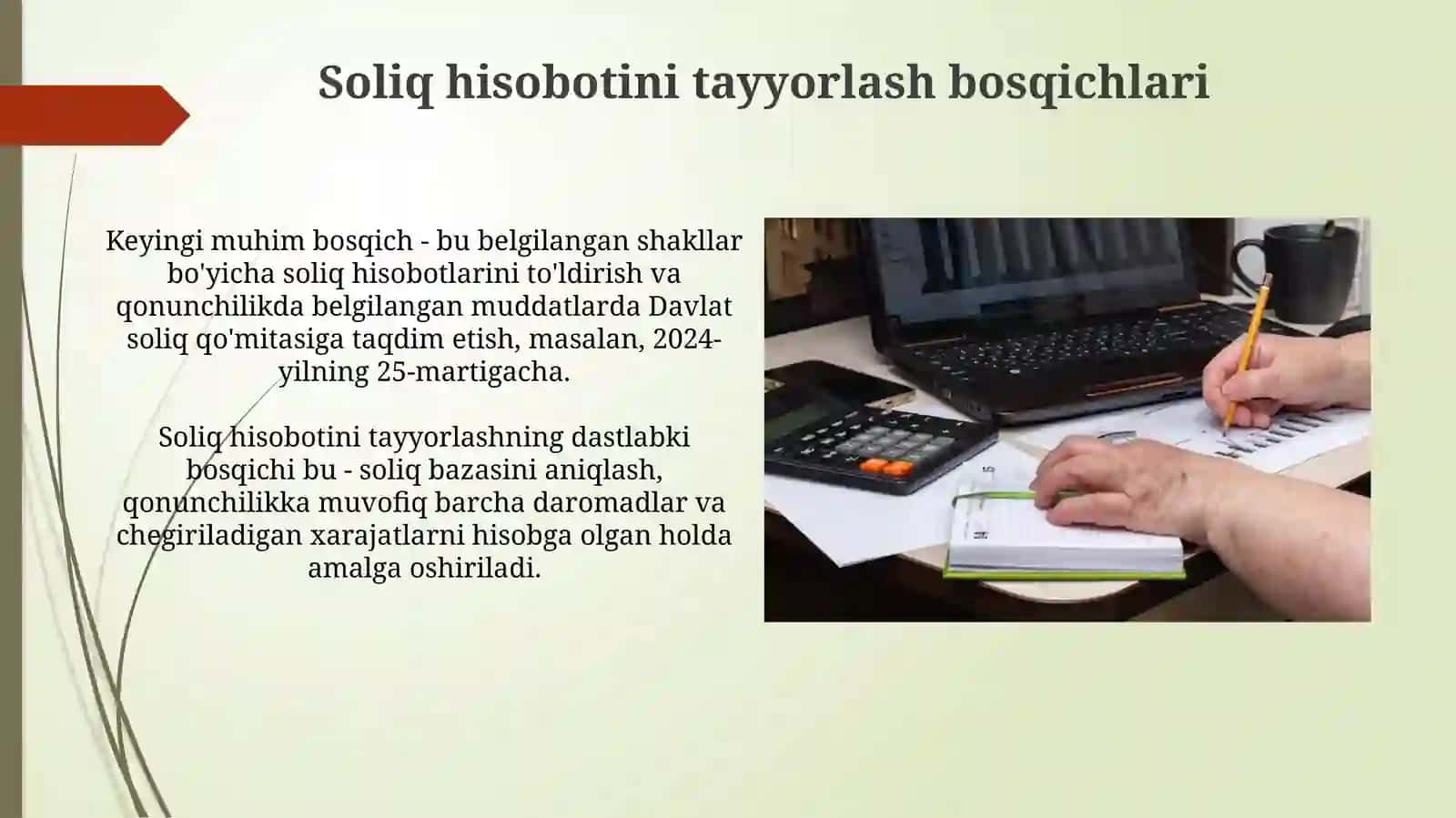 Soliq hisobining registrlari Soliq hisobotini tuzish tartibi 3