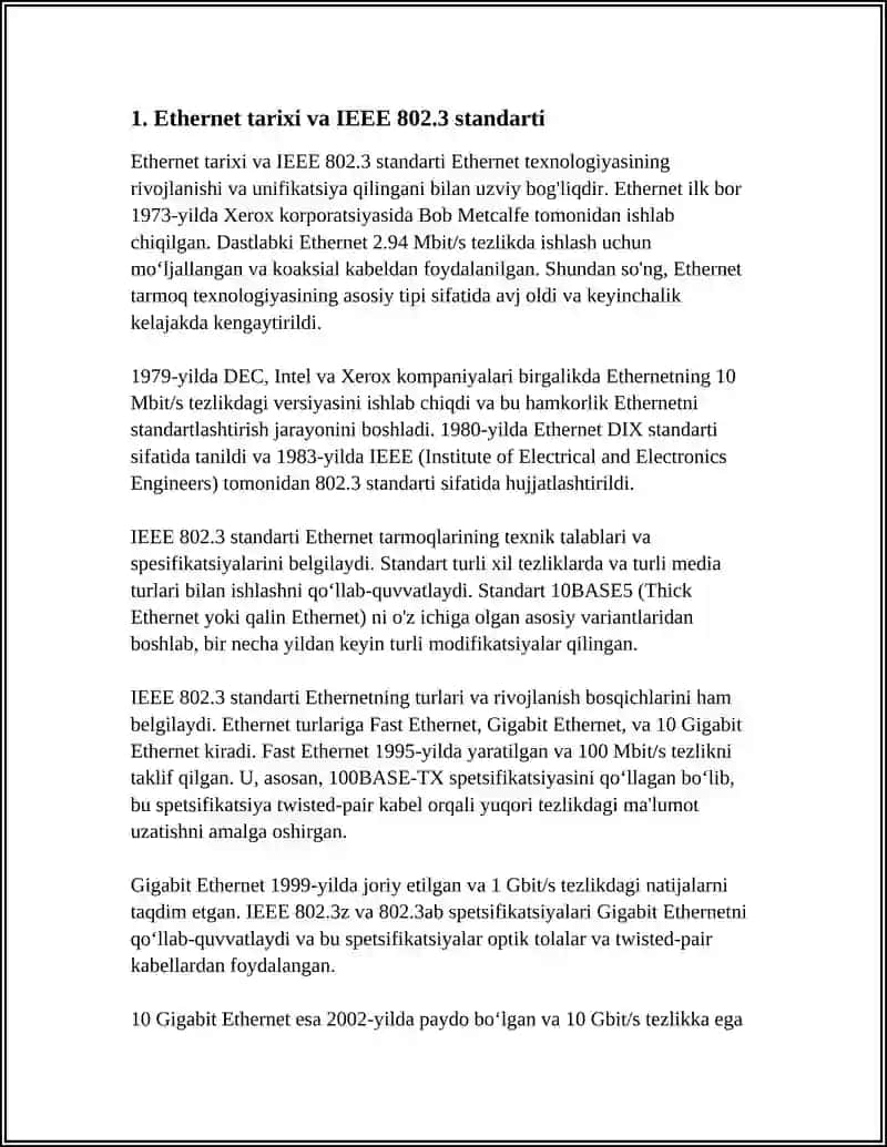 Ethernet texnologiyasi va uning turlari (FAST, GIGABIT, 10G ETHERNET) 3
