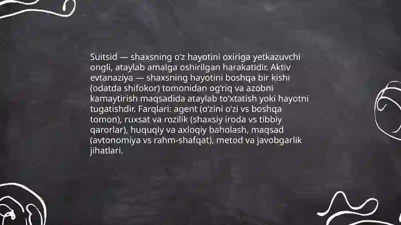 Suitsid - aktiv evtanaziyaning ko'rnishi sifatida 3
