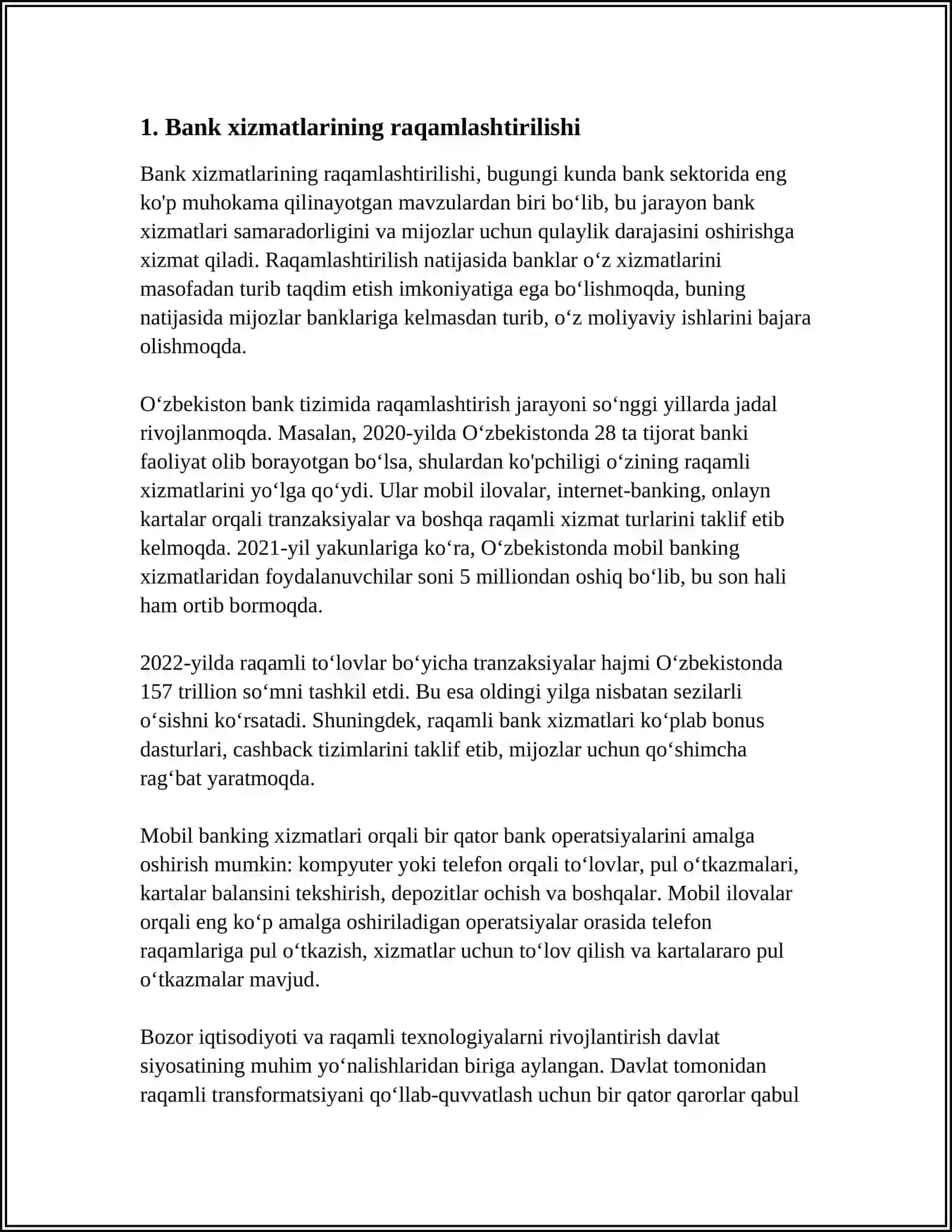 OʻZBEKISTONDA BANK TIZIMINI TAKOMILLASHTIRISH YOʻLLARI 3