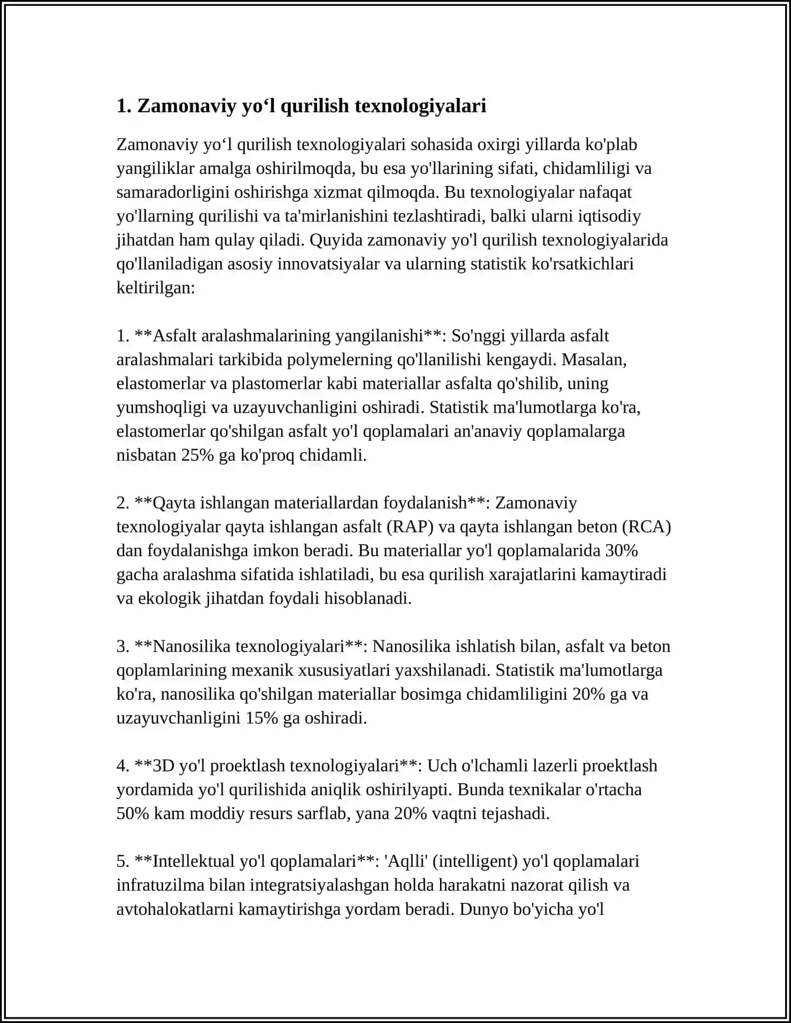 ZAMONAVIY YOL MUHANDISLIGIDAGI DOLZARB MASALALAR 3