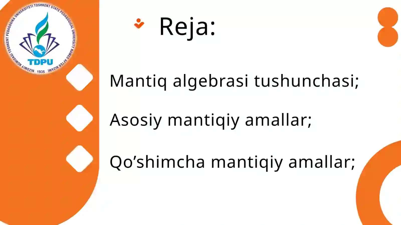 Mantiq algebrasining aksiomalari 3