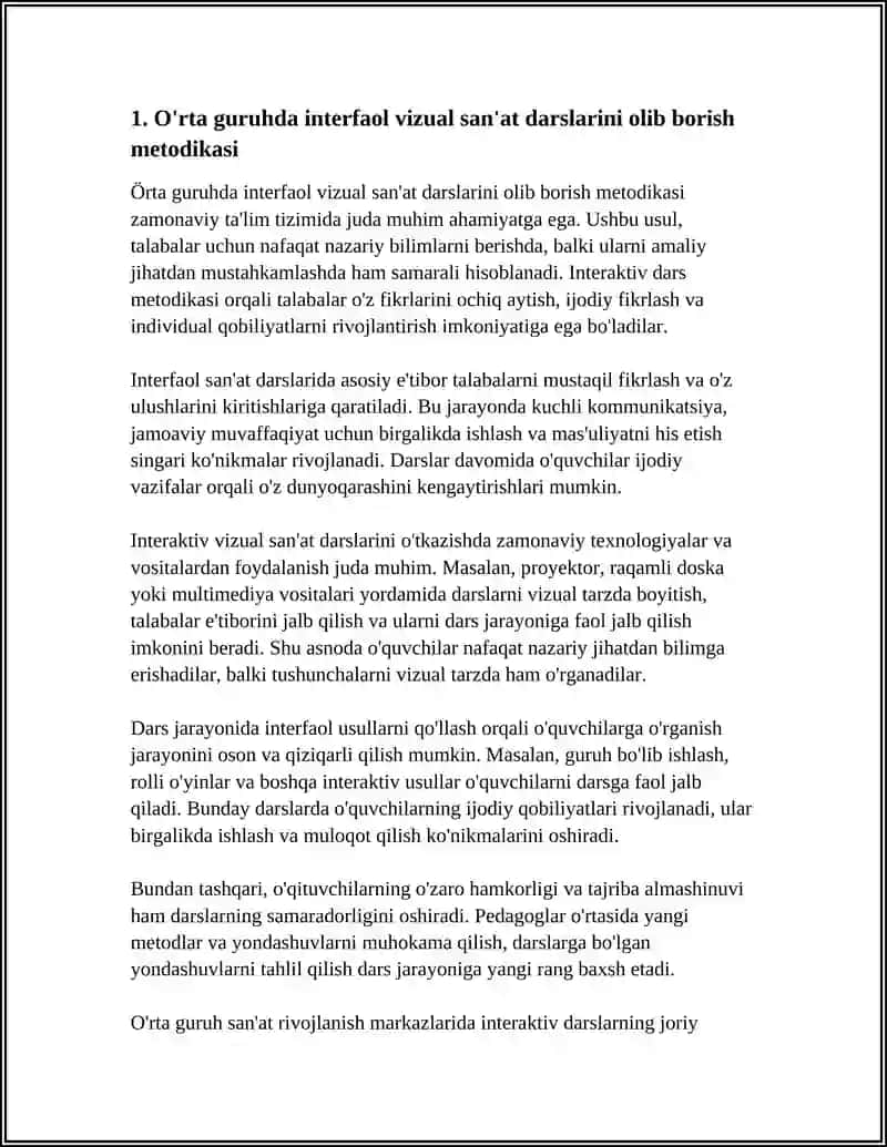 Interfaol vizual san'at darslarini olib borish metodikasi 3