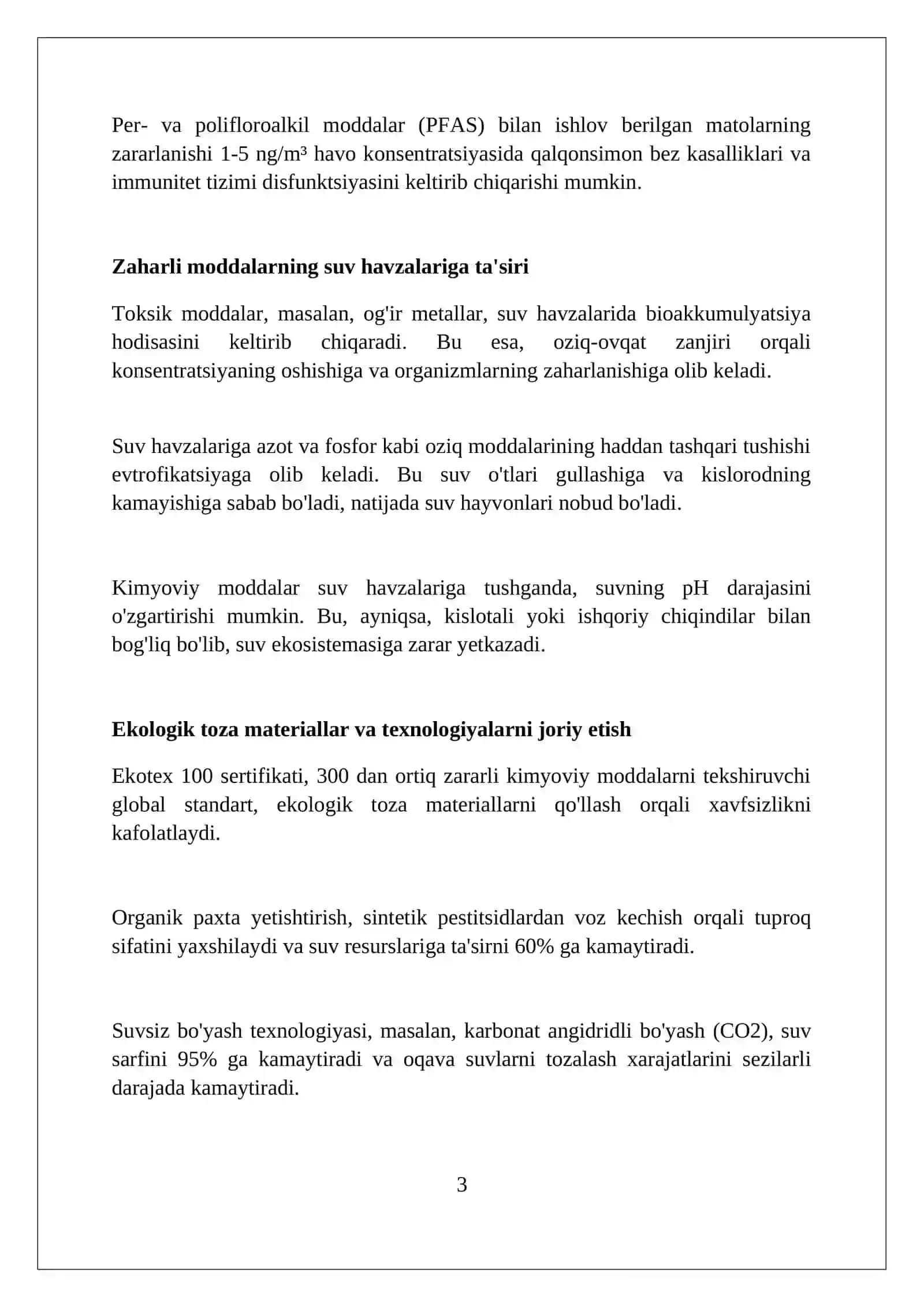 Tikuvchilik sanoatida texnologik jarayonlarni kimyolashtirishning ekologik muammolari 3