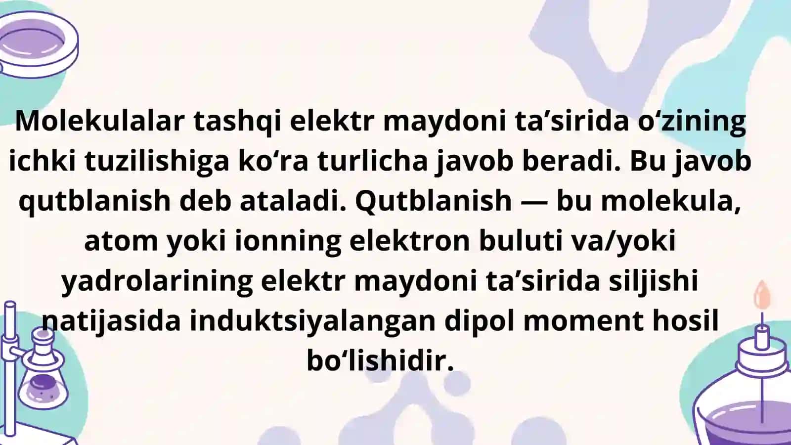 Molekulalar tashqi elektr maydonida orientatsion va qutblanish 3