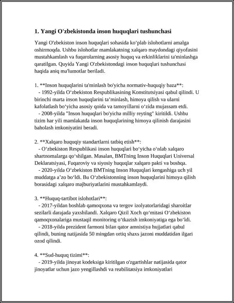 YANGI O'ZBEKISTONDA INSON HAQ-HUQUQLARI VA ERKINLIKLARI KAFOLATINING YARATILISHI 3