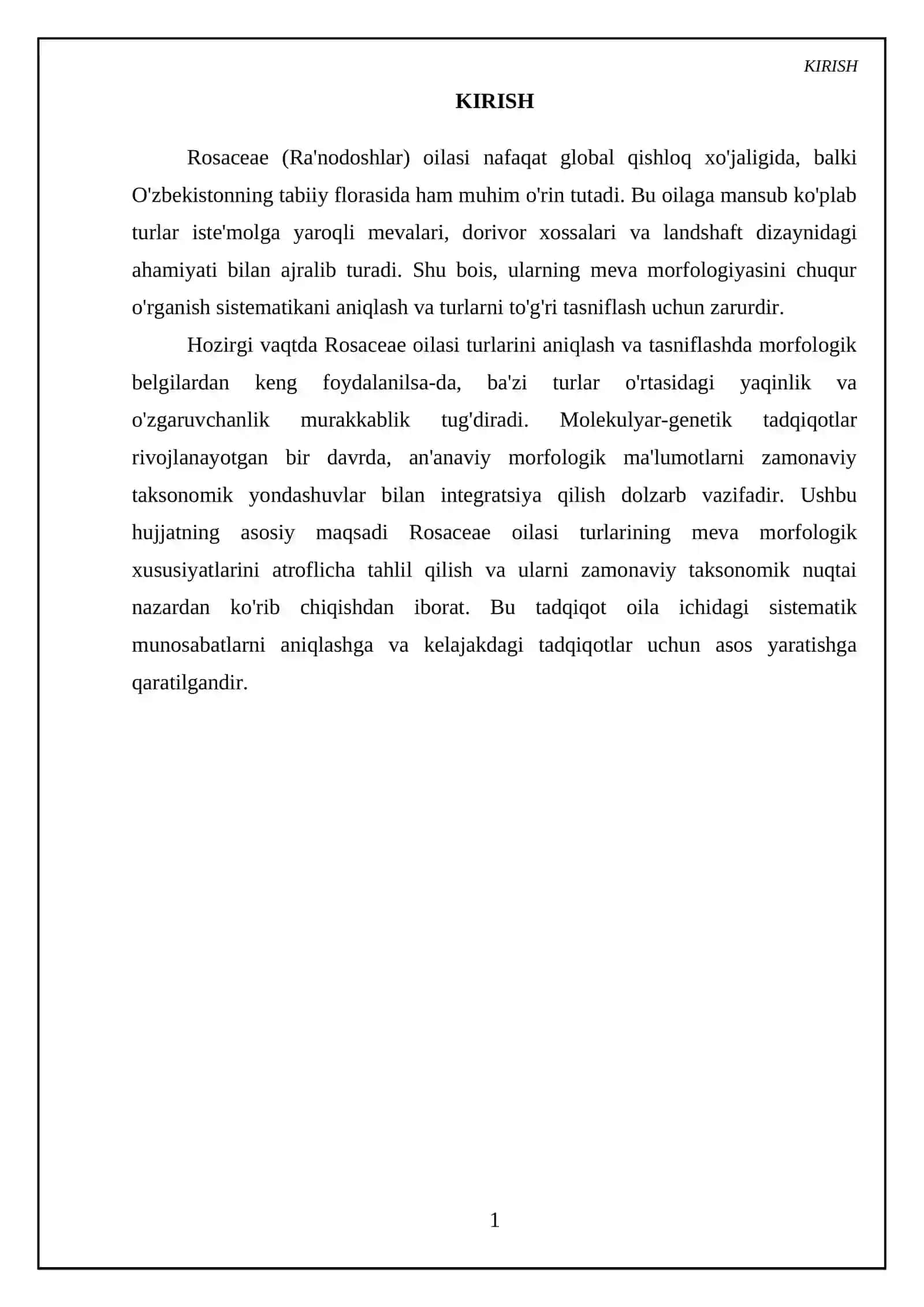 Rosaceae (Ra'nodoshlar) oilasi turlarining meva morfologiyasi va zamonaviy taksonomiyasi 3