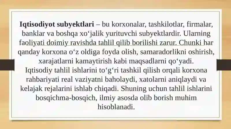 Iqtisodiyot subyektlarida tahlil ishlarini tashkil qilish bosqichlari 3