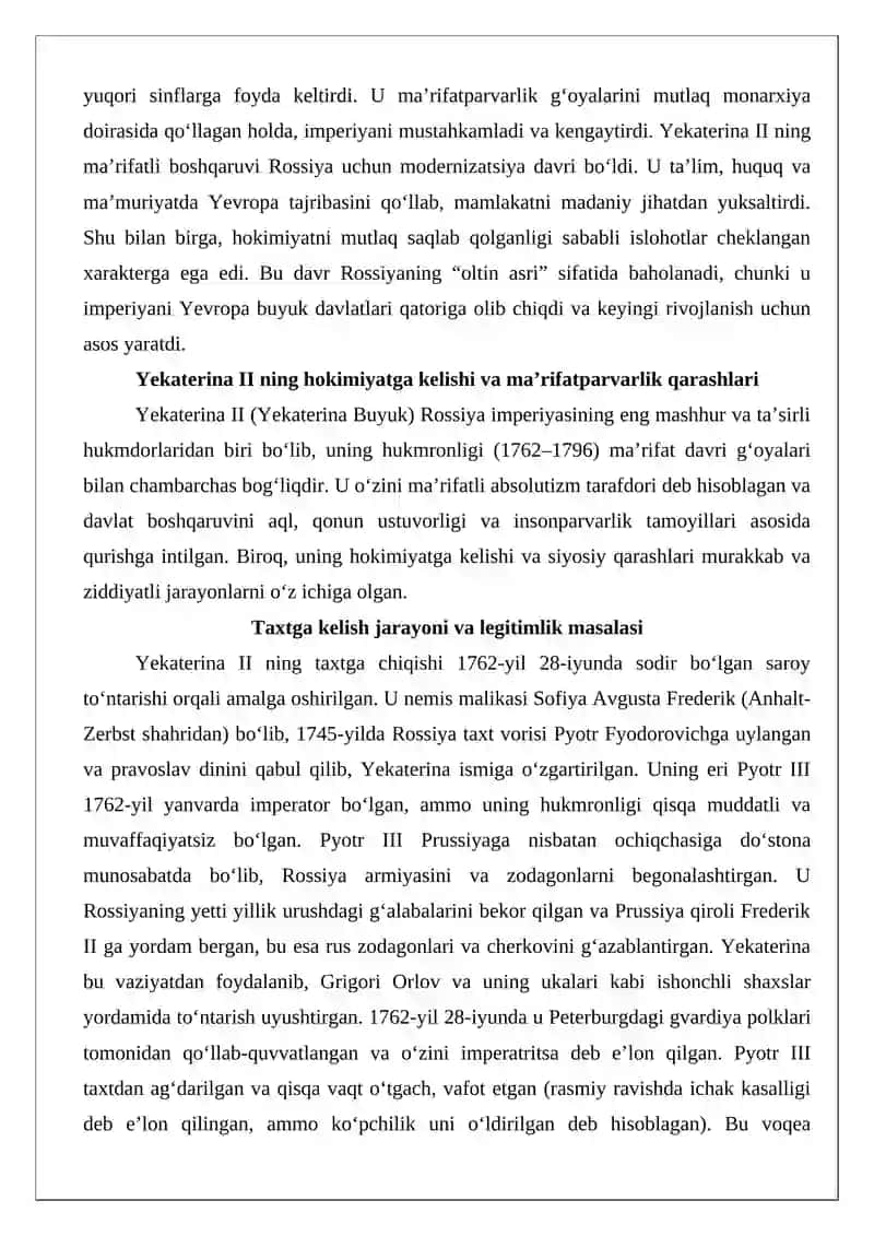 Yekaterina II ning ma’rifatli boshqaruvi 3