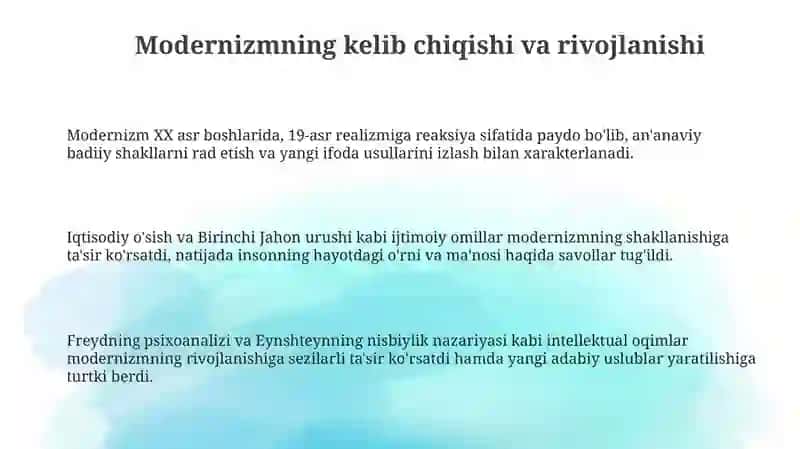 Modernizm va o'zbek adabiyoti 3