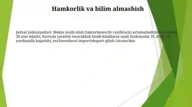 Elektron jadval protsessorlari, ularning vazifasi va imkoniyati 3
