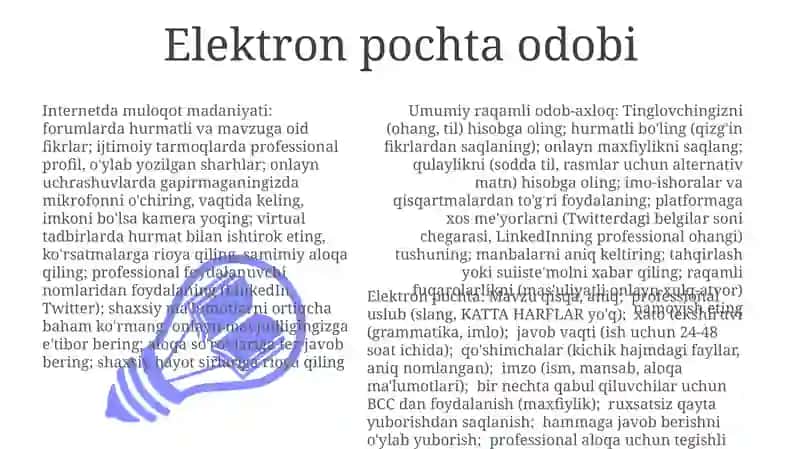 Tarmoq odob axloqi (infoetika) 3
