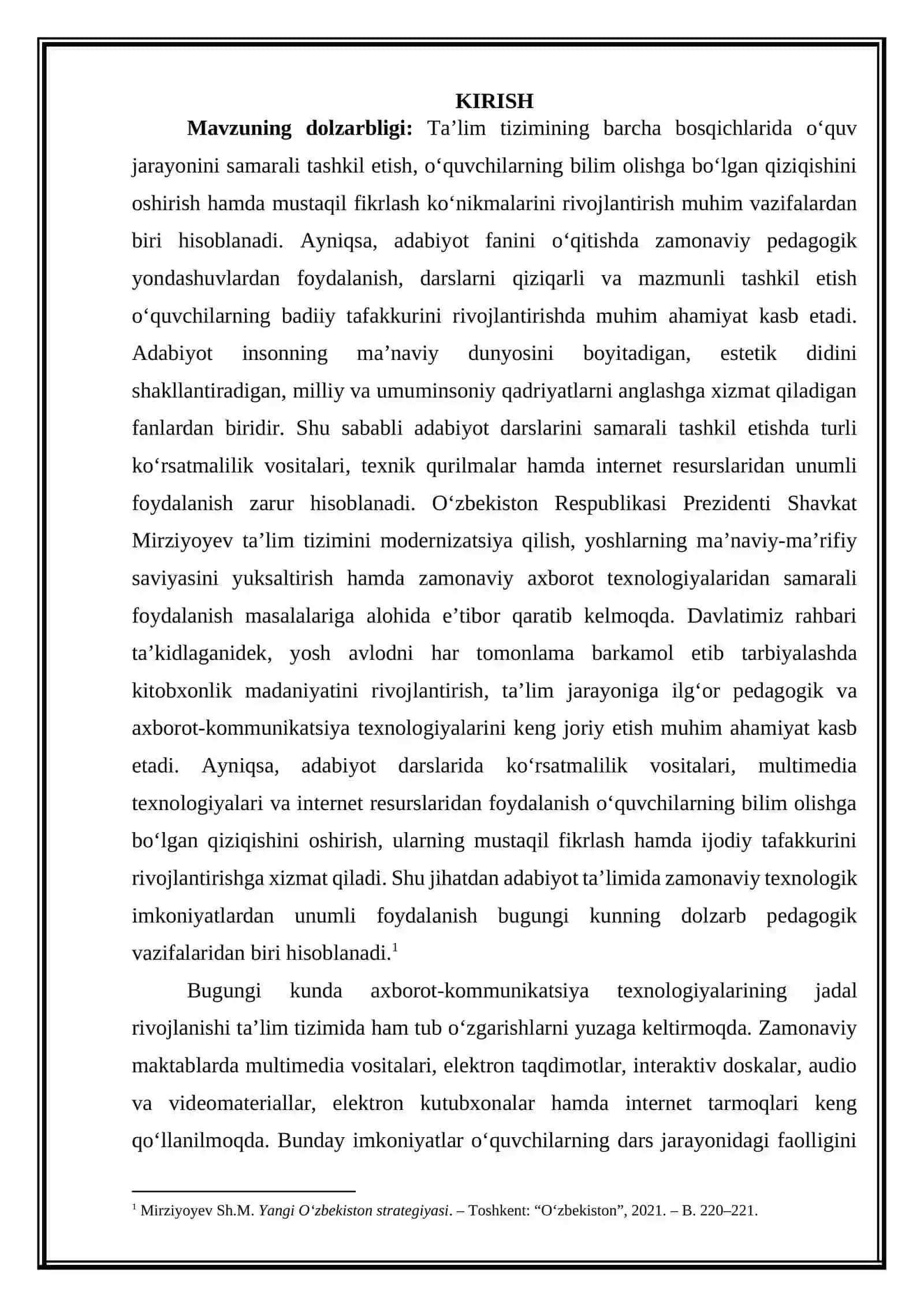Adabiyot darslarida ko‘rsatmalilik. Texnik vositalar va internet ma’lumotlaridan foydalanish 3