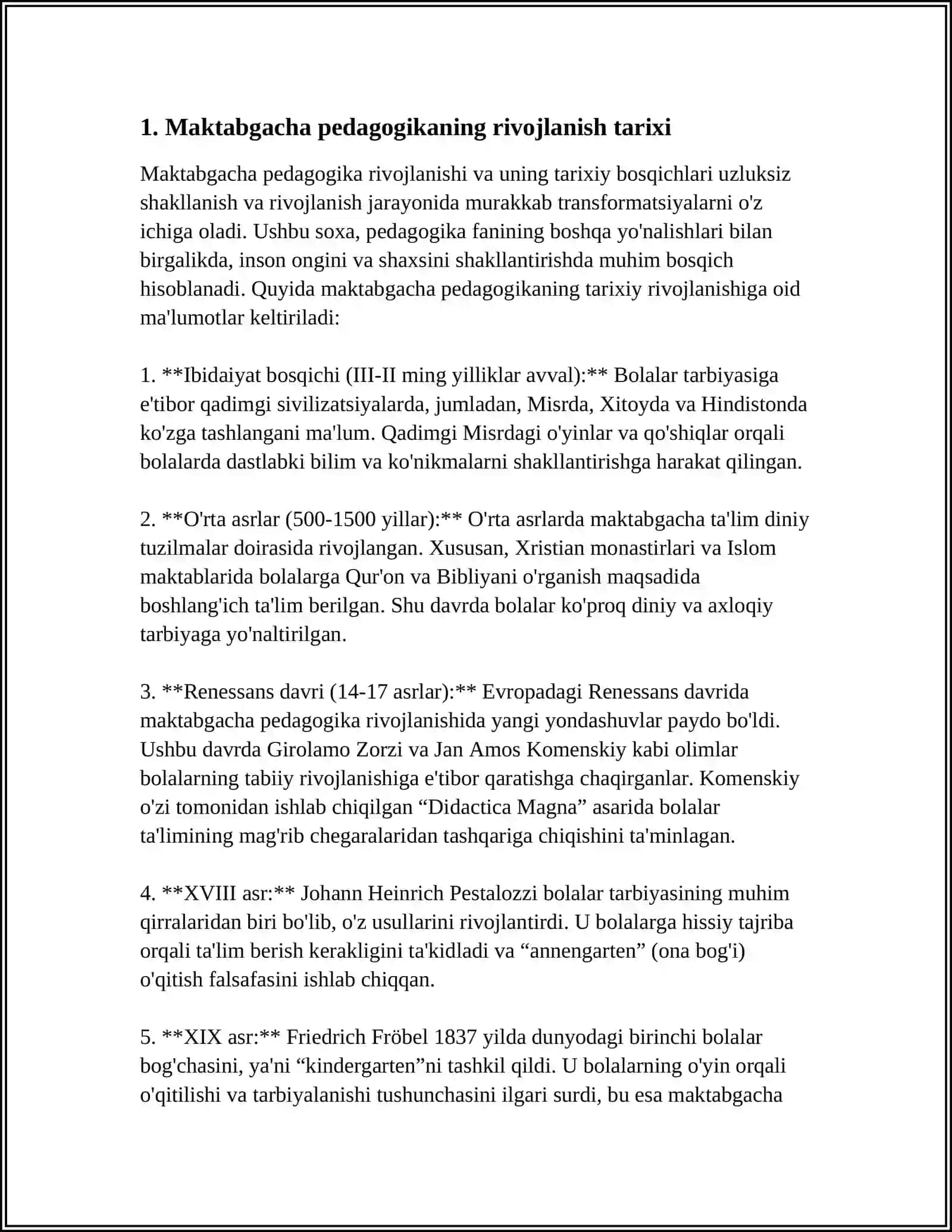 MAKTABGACHA PEDAGOGIKANING FAN SIFATIDA RIVOJLANISH BOSQICHLARI 3