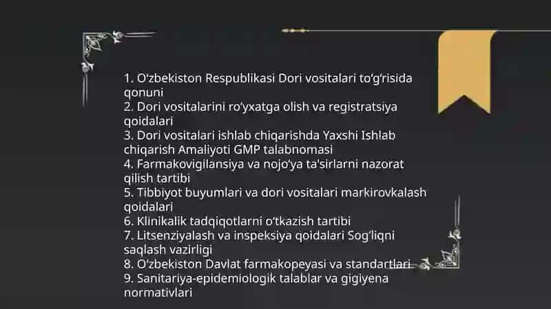 Dori vositalarini ishlab chiqarishda qo‘llaniladigan me’yoriy hujjatlar 3