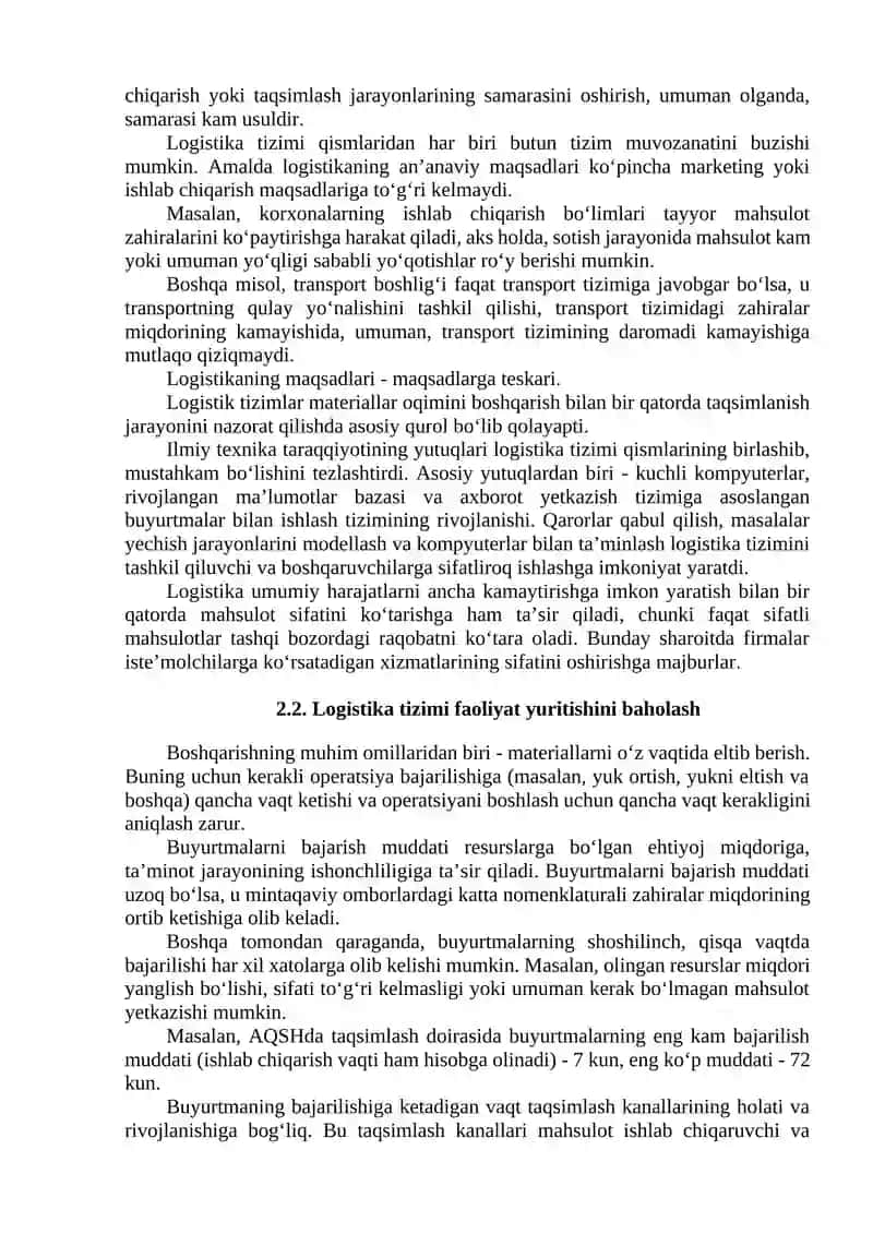 Logistikaning asosiy holati va tamoyillari 3