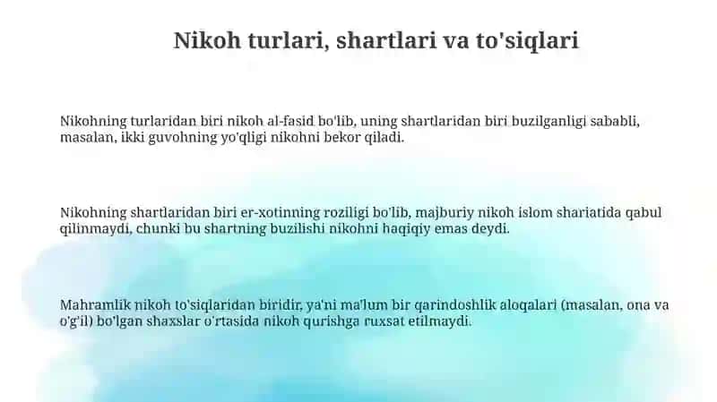 Islom huquqshunosligi (Family Law in Islam) 3