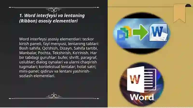 Matn muharriri  va  Word  matn  prosessori.   Kritish,  tahrirlash   va  formatlash  amallari.  Hujjat   tarkibiga  rasm  o'rnatish hujjatlarni  bezash 3