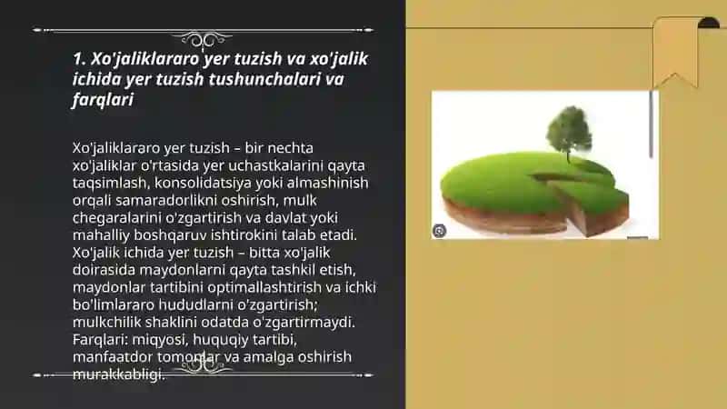 Xo'jaliklararo va xo`jalik ichida yer tuzish farqi va ahamiyati 3