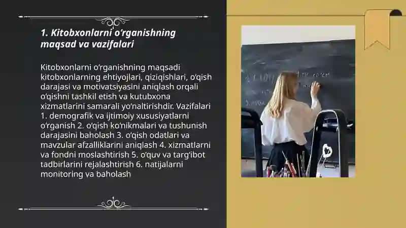 Kitobxonlarni o‘rganish va o‘qishni tashkil etish tamoyillari, vazifalari 3