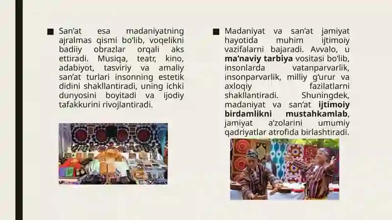 Madaniyat va san'at sohasining rivojlanishi 3