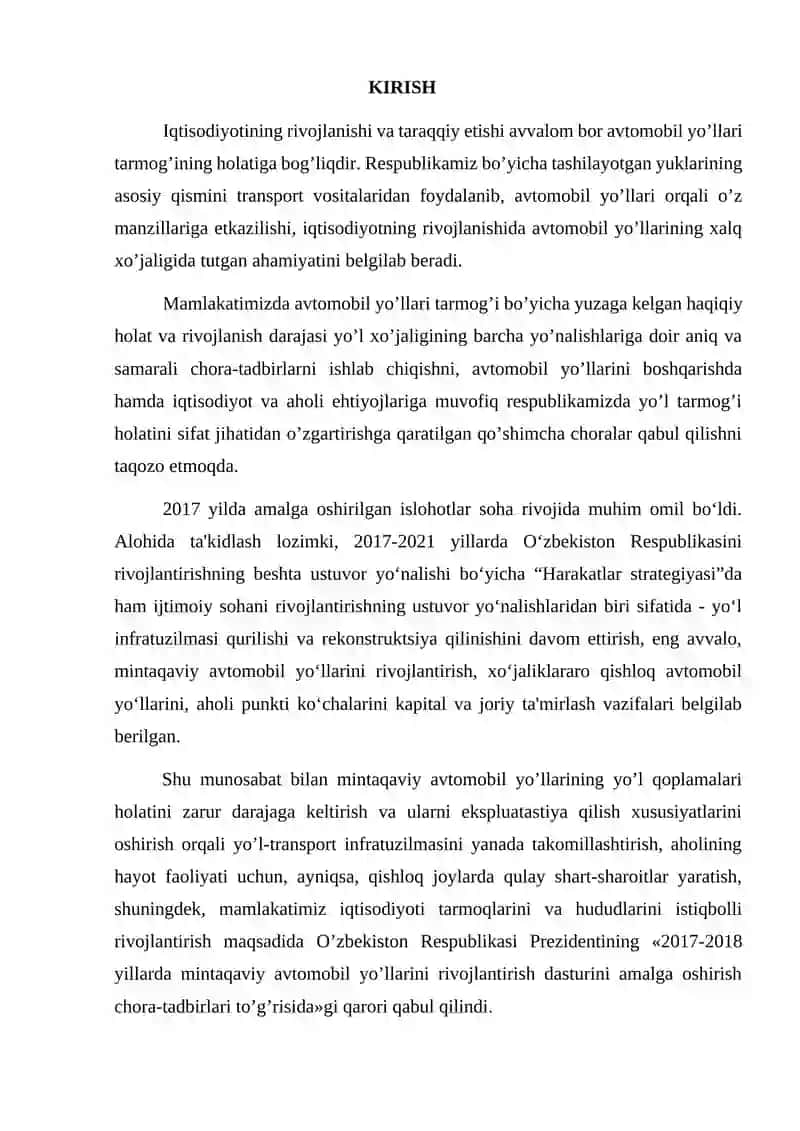 AVTOMOBIL YO’LLARINI LOYIHALASH 3