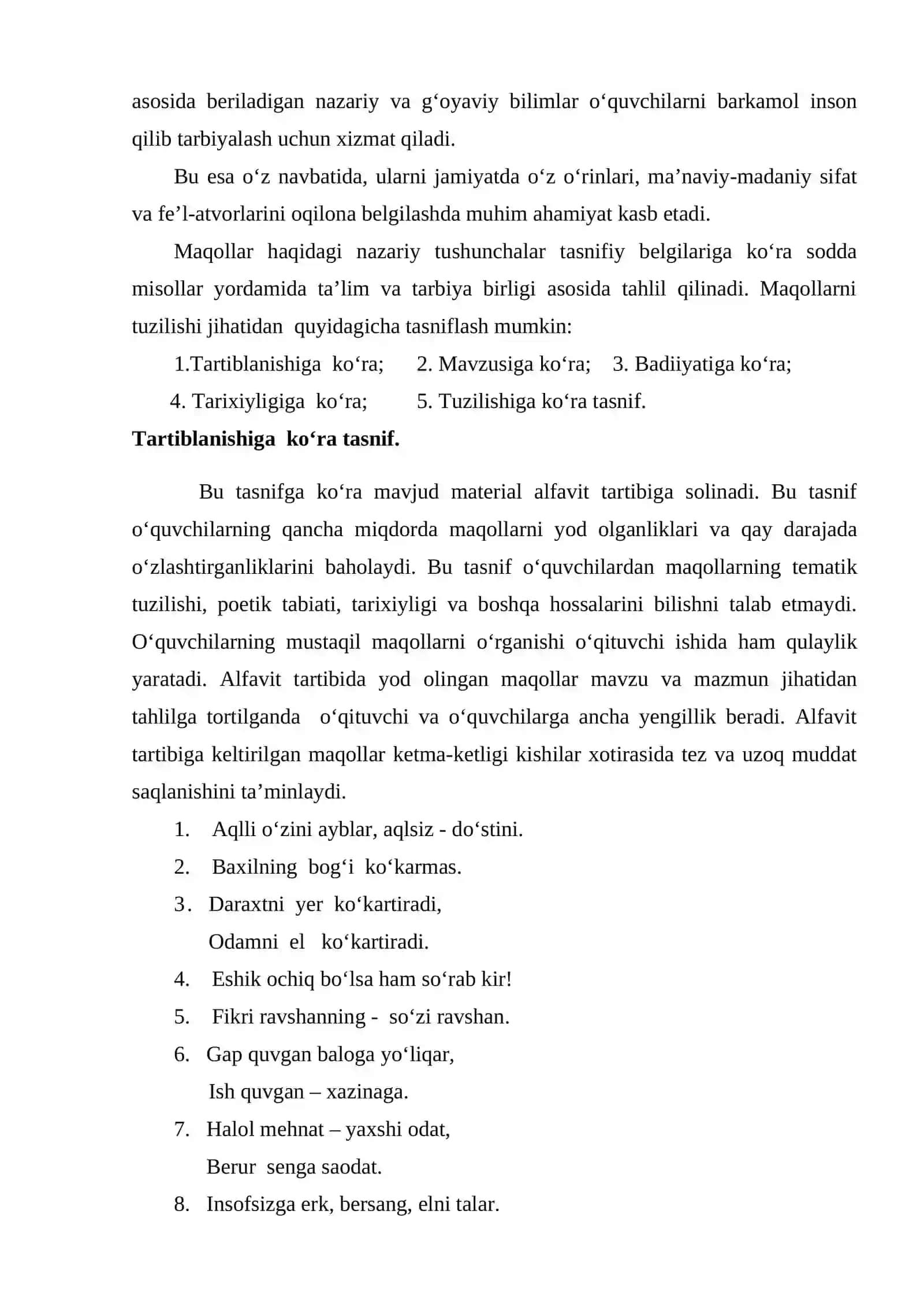 Mаqоllаr - dоnishmаndlik majmui. Mаqоllаrning tаsnifiy vа uslubiy аsоslаri 3