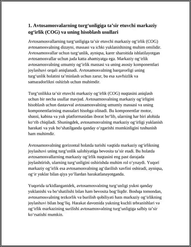 AVTOSAMASVALLARNING TURGʻUNLIGI. KARER AVTOMO-BILLARI 3
