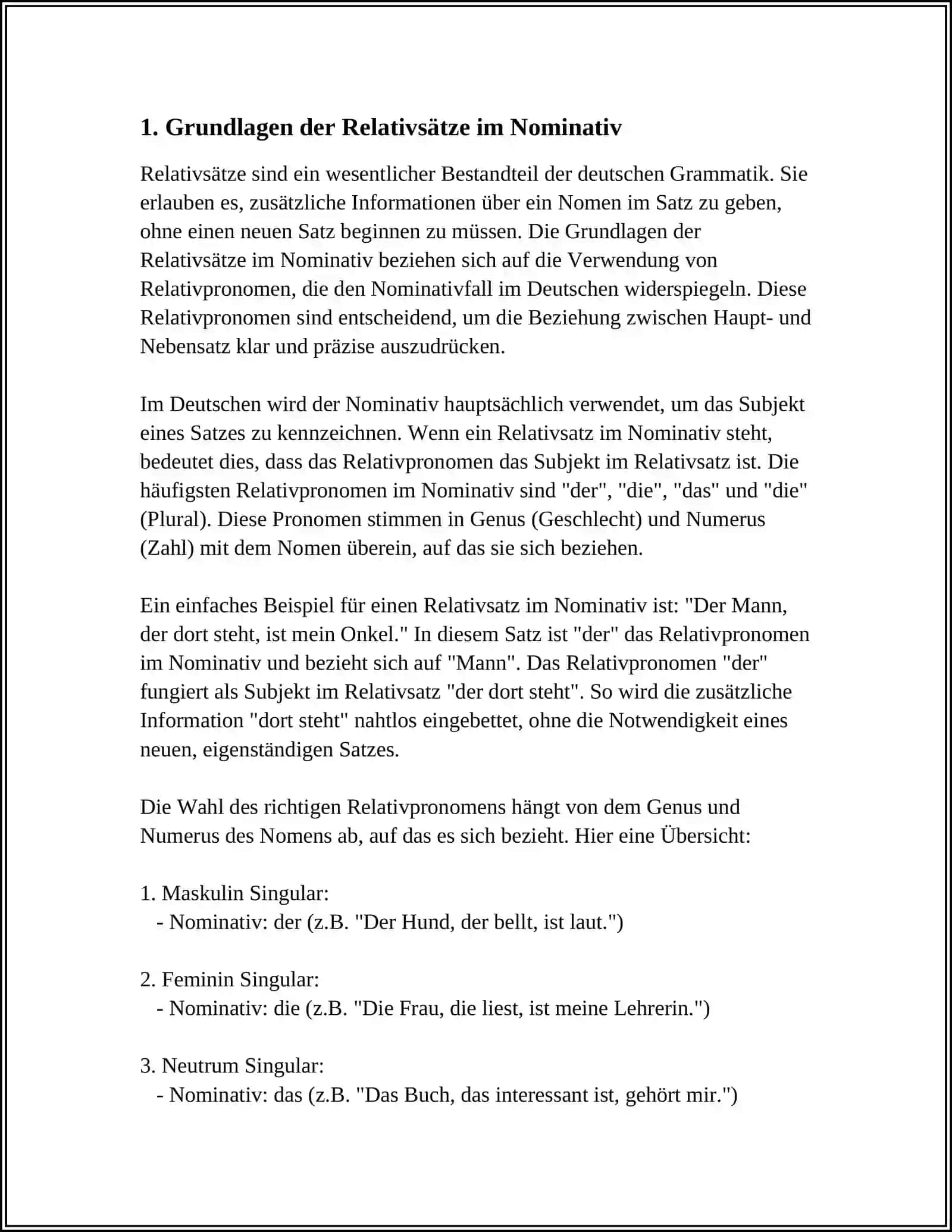 RELATIVSÄTZE IM NOMINATIV 3