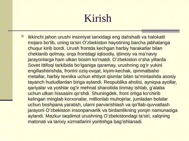 Oʻzbekiston ikkinchi jahon urushi yillarida 1939-1945 3
