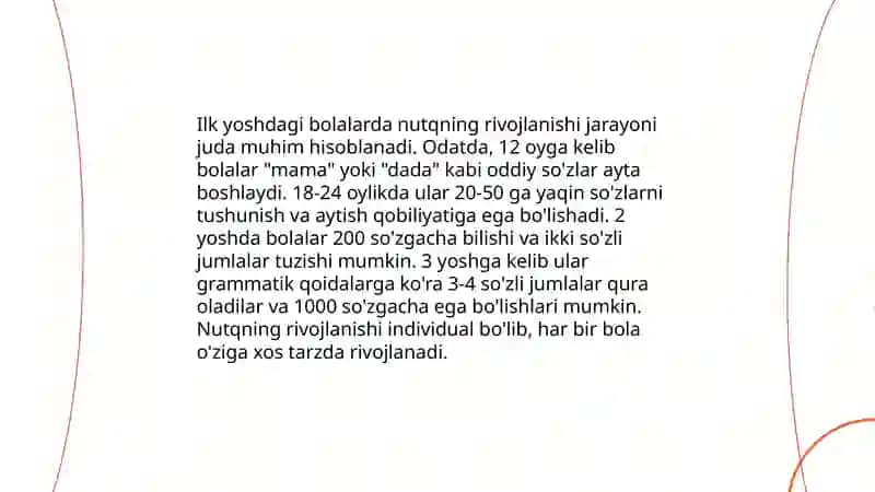 Ilk va 3 yoshgacha boʻlgan bolalarda nutq va muloqotning shakllanishi 3