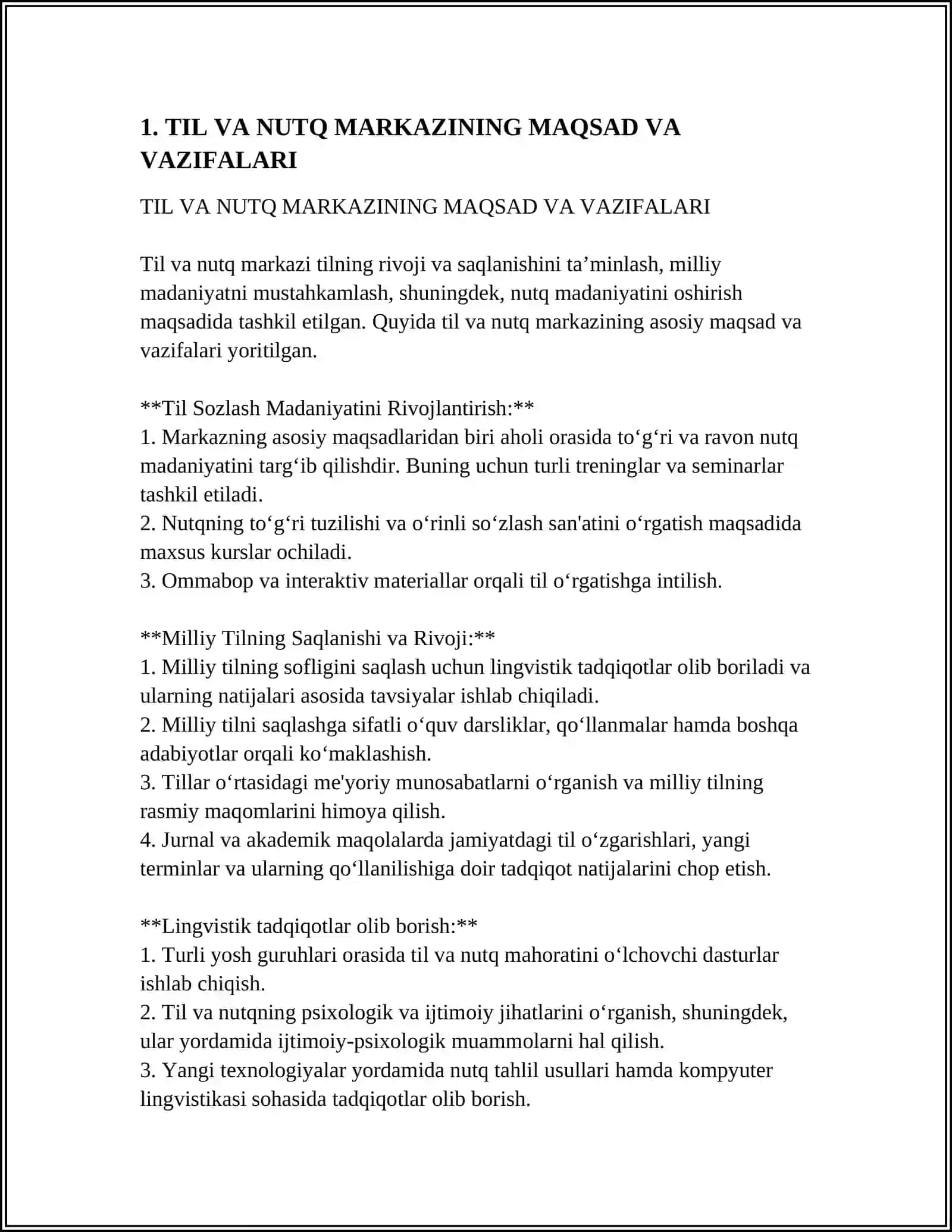 TIL VA NUTQ MARKAZI VA UNDA FAOLIYATLARNI TASHKIL ETISH METODIKASI 3