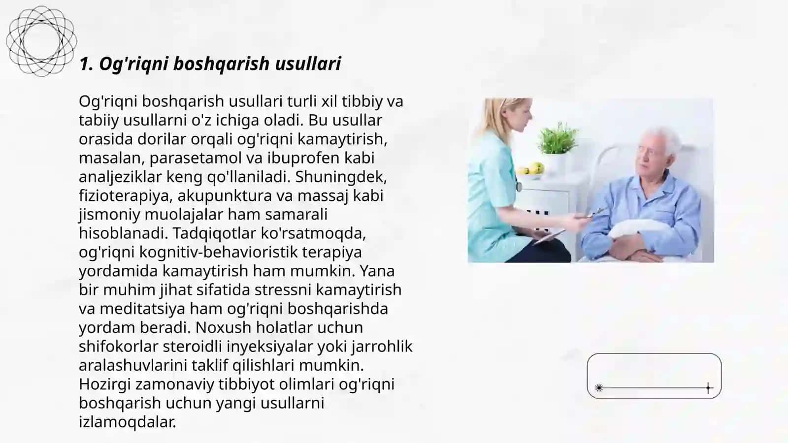 Og'riqni boshqarish usullari 3