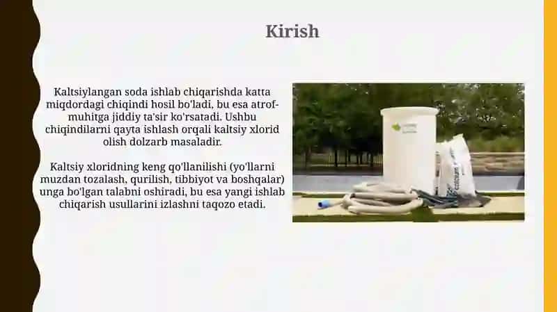 Kaltsiylangan Soda Chiqindisidan Kaltsiy Xlorid Olish 3