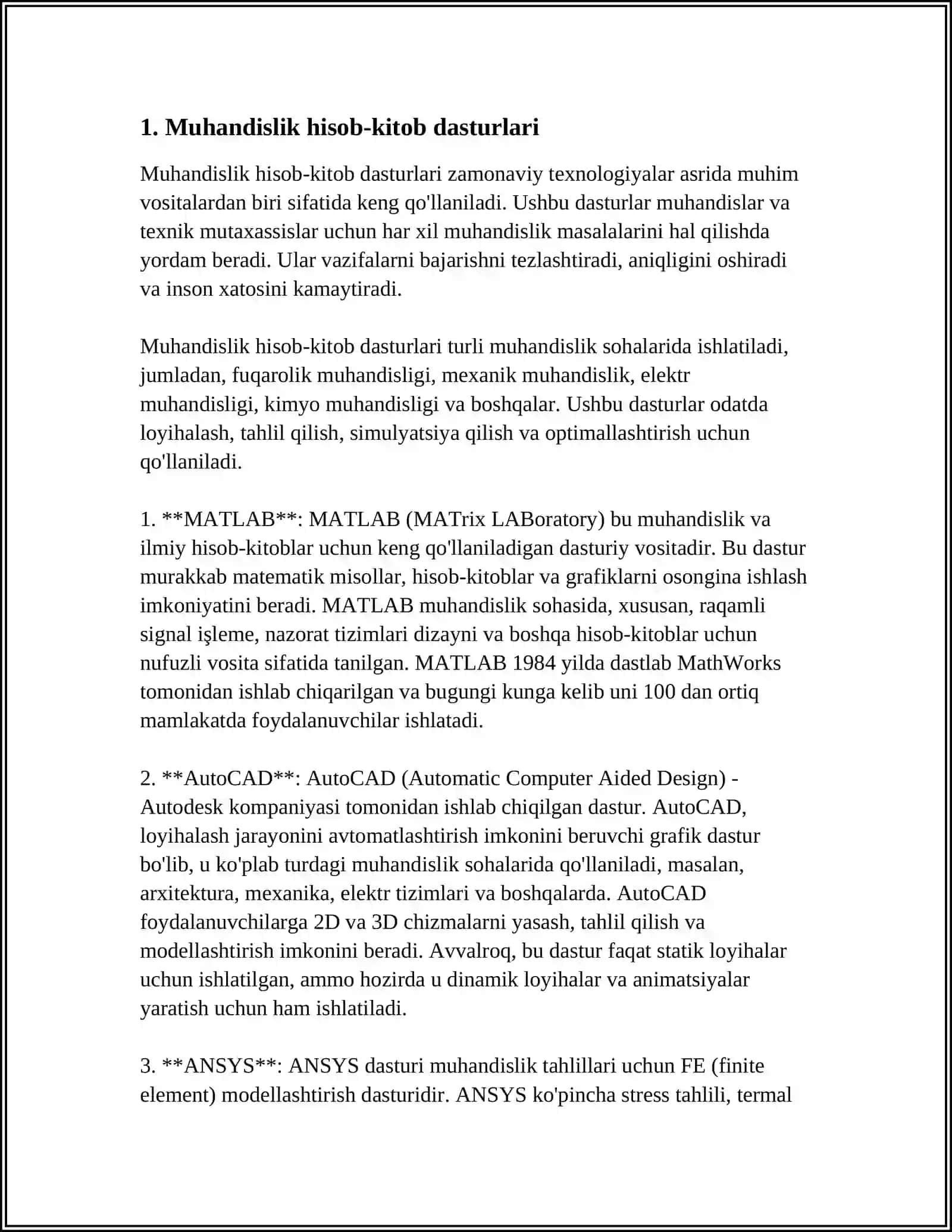MUHANDISLIK DASTURLARI 3