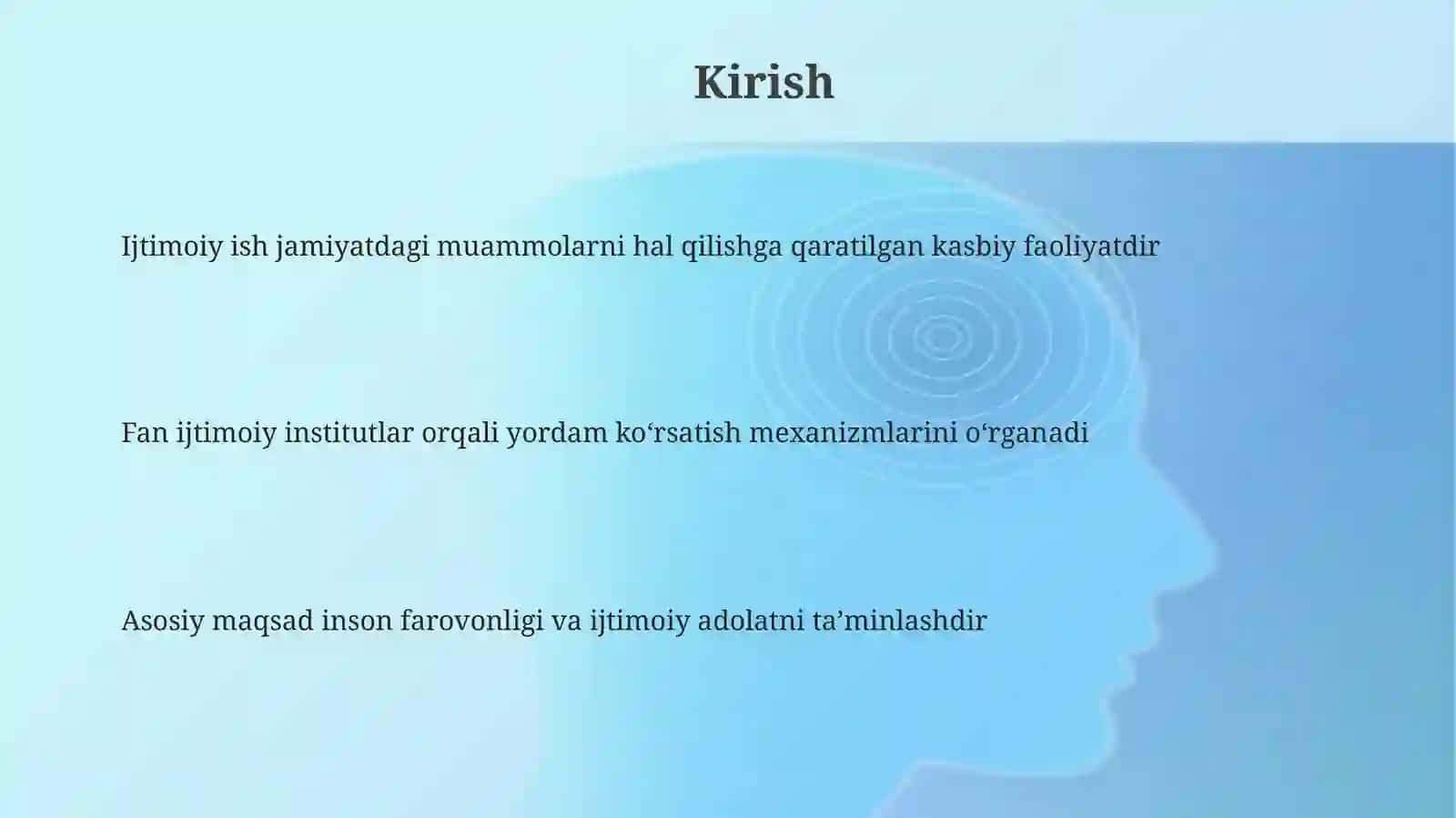Ijtimoiy ishning insitutsional asoslari faniga kirish 3