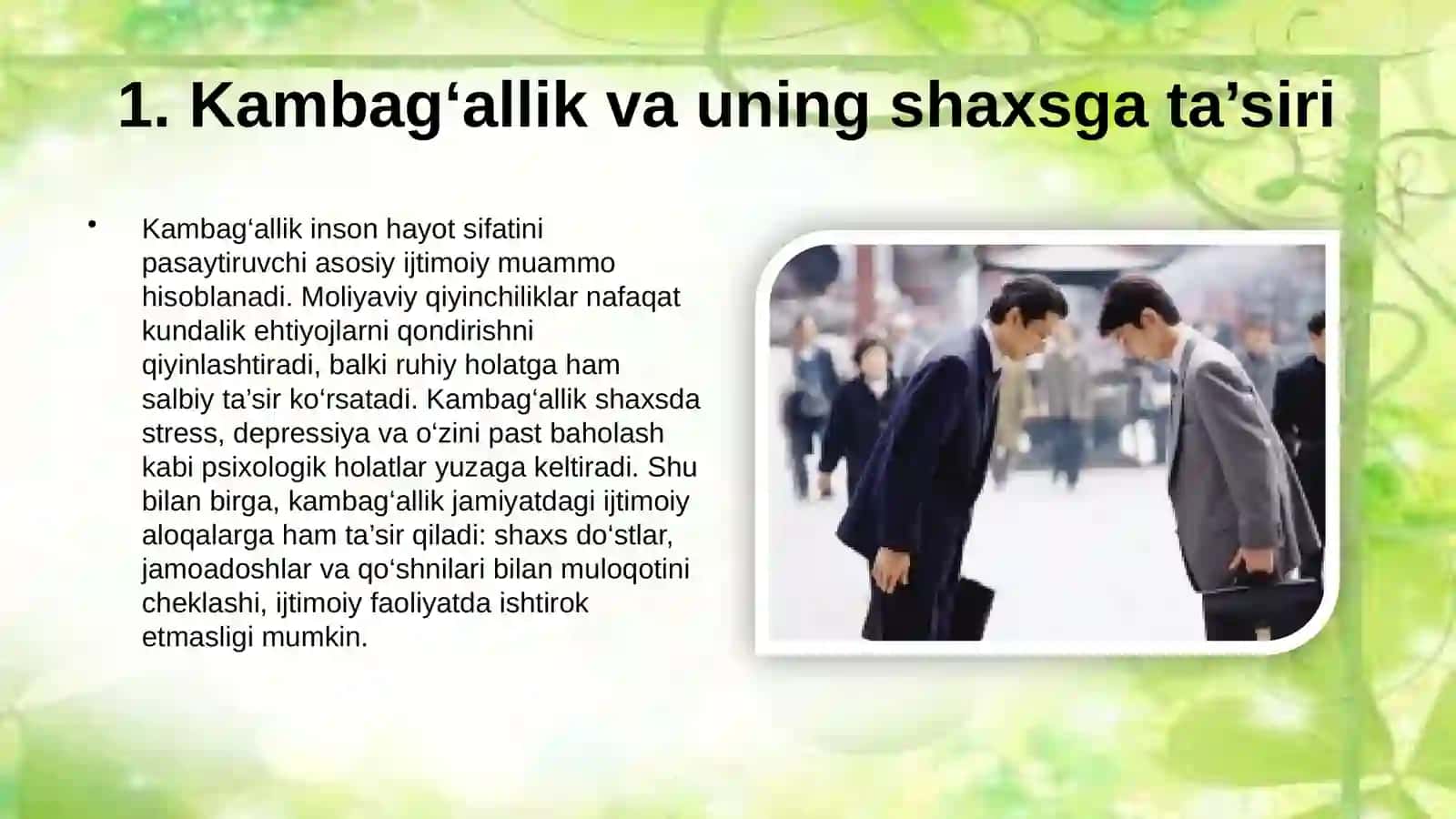 Ijtimoiy muaomolar va inson xulq atvori kambag'allik, ishsizlik, migratsiya va ularning shaxsga ta'siri 3