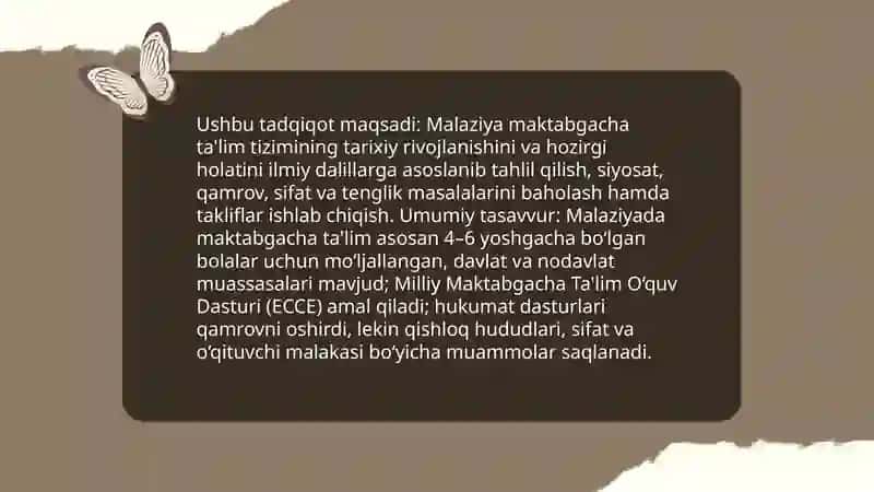 Malaziya mamlakatining maktabgacha ta'lim tizimi tarixi va hozrgi vaqti 3