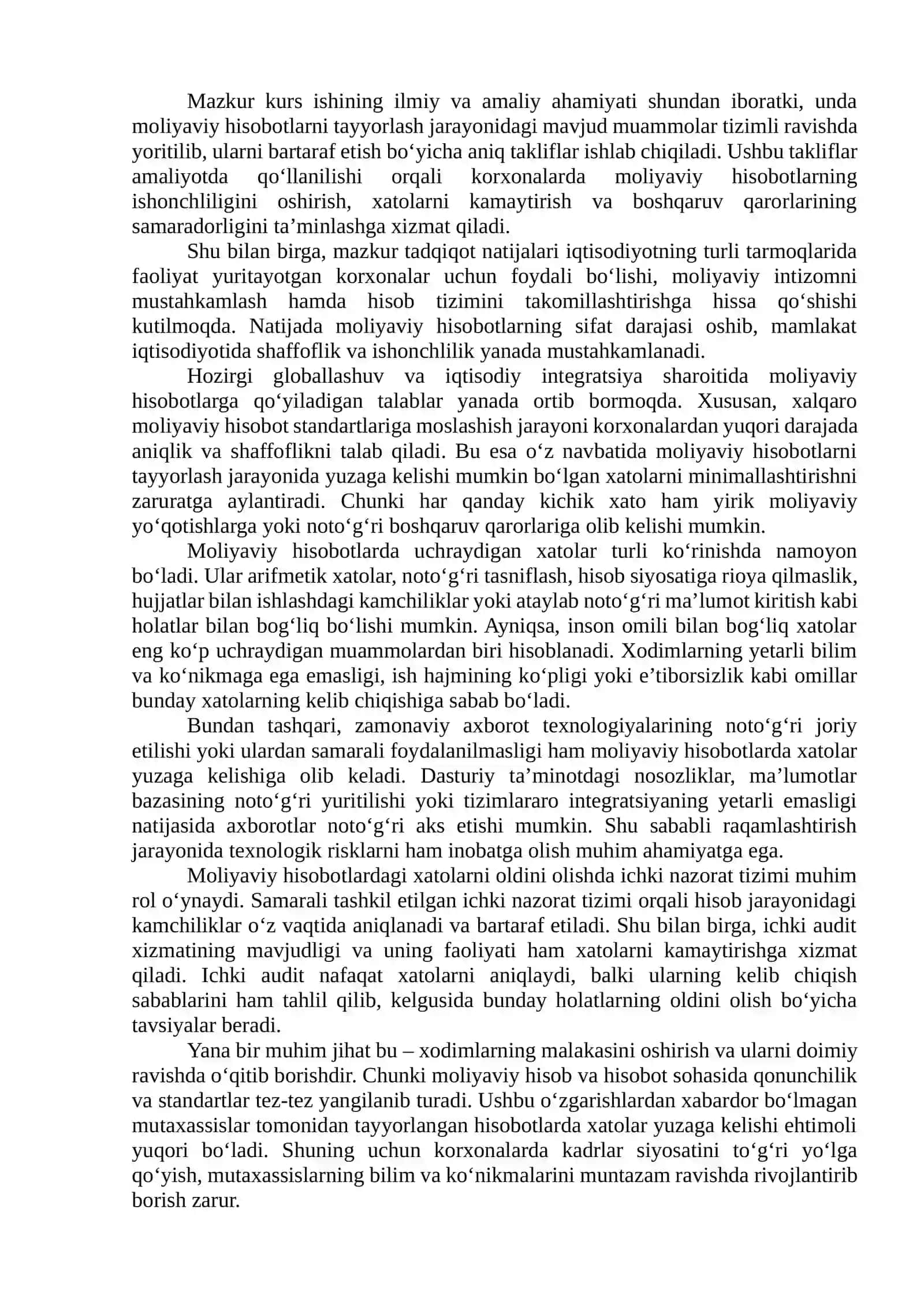 MOLIYAVIY HISOBOTNI TAYYORLASH JARAYONIDA YUZAGA KELADIGAN XATOLAR ULARNING SABABLARI VA OLDINI OLISH MEXANIZMLARINI TAKOMILLASHTIRISH 3