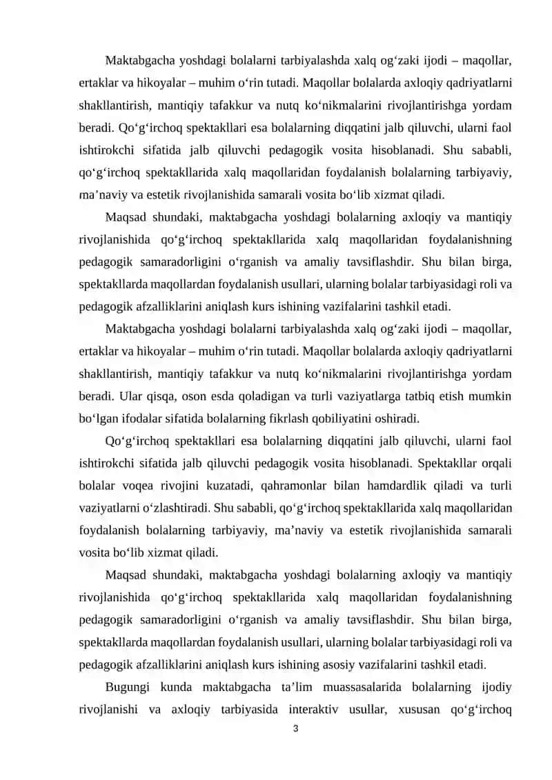 Qoʻgʻirchoq spektallarida xalq maqollaridan foydalanish 3
