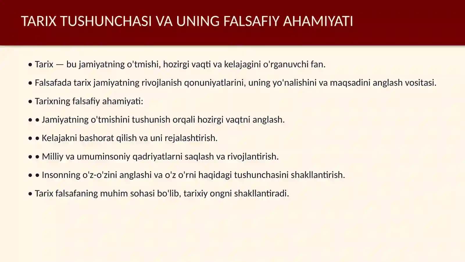 Jamiyat taraqqiyotida tarixning mazmuni, yoʻnalishlari va konsepsiyalari 3