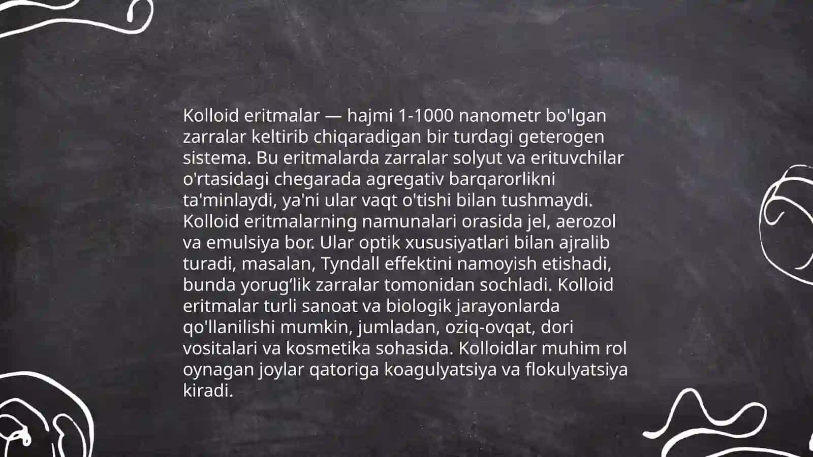 Kolloid eritmalar haqida umumiy tushuncha va ularni sinflanishi Abdumutolibov Otabek 3