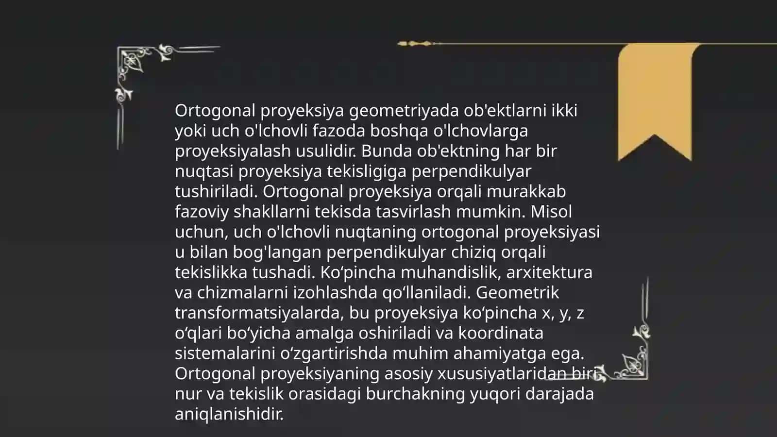 Ortoganal tashkil etuvchi va ortoganal proeksiyalarini hisoblash 3