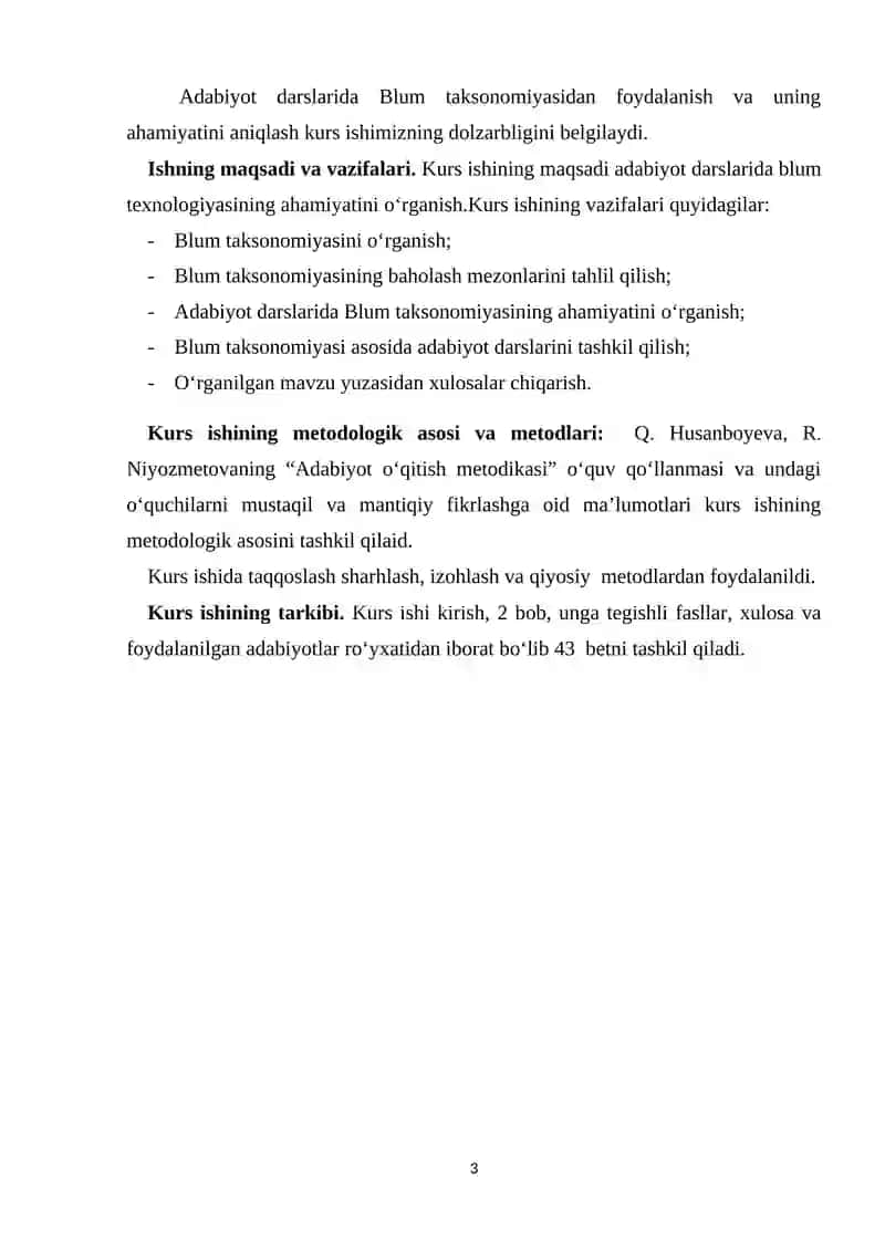 Blum taksonmiyasi va uning adabiyot oʻqitishdagi ahamiyati 3